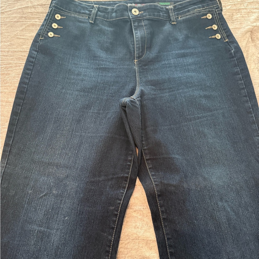 Style & Co. Dark Blue Skinny Jeans with Button Accents